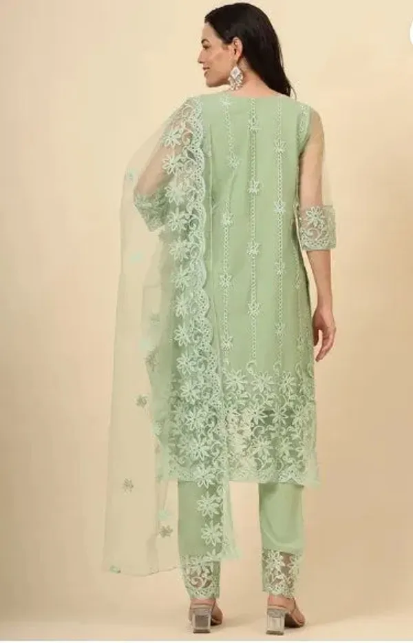 Mint_Green_Cotton_Kurta_Pant_And_Dupatta_Set_For_Women
