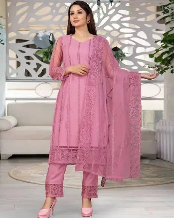 Pink_Cotton_Kurta_Pant_And_Dupatta_Set_For_Women