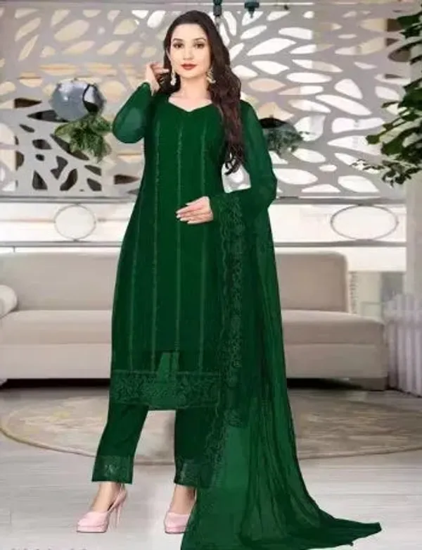 Green_Cotton_Kurta_Pant_And_Dupatta_Set_For_Women