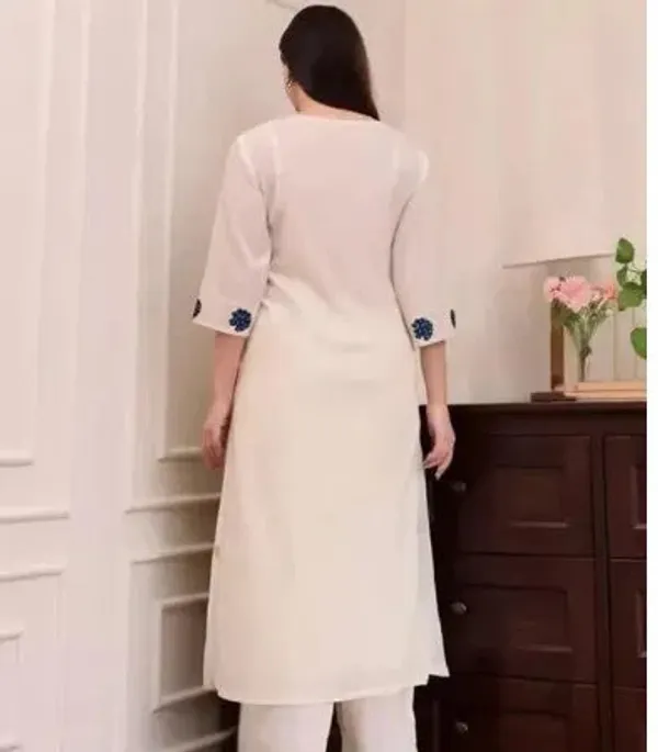 White_Cotton_Kurta_Pant_And_Dupatta_Set_For_Women