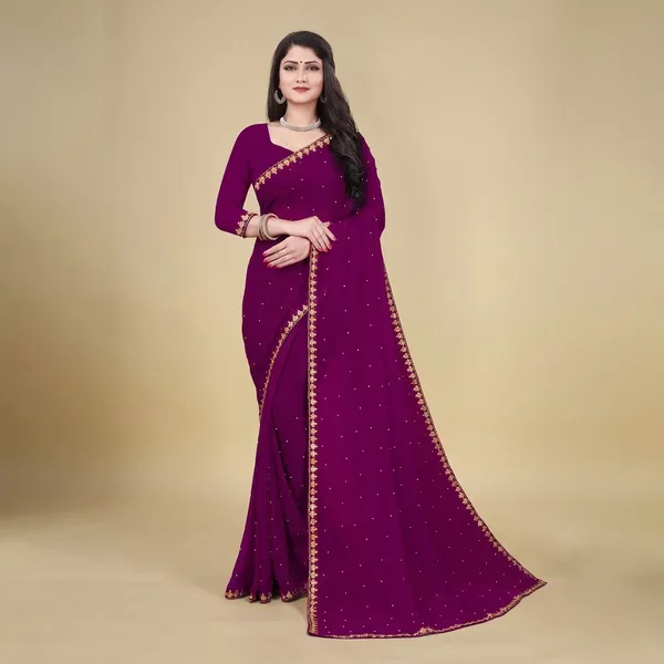 Purple_Lycra_Blend_Saree_For_Women