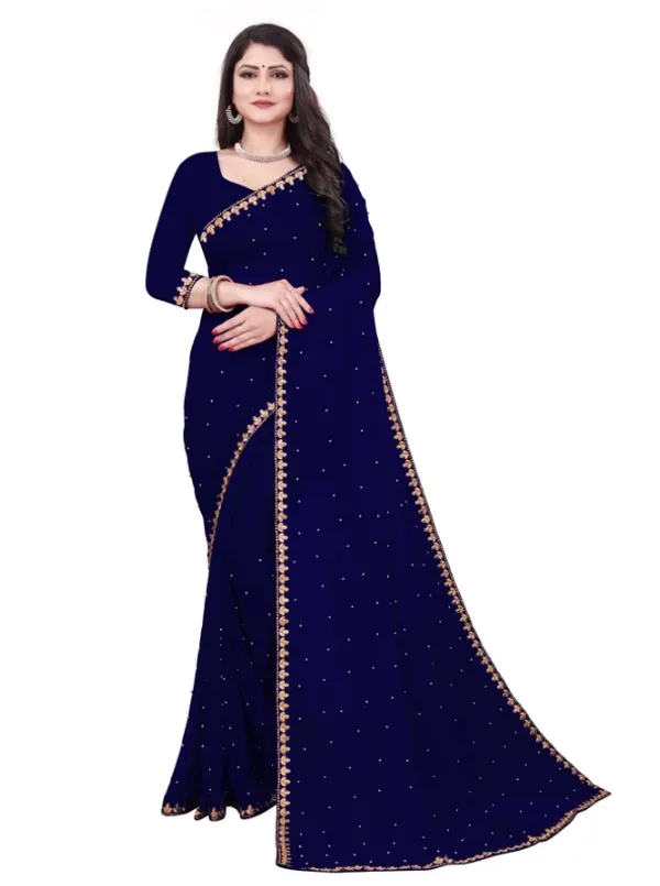 Navy_Blue_Lycra_Blend_Saree_For_Women