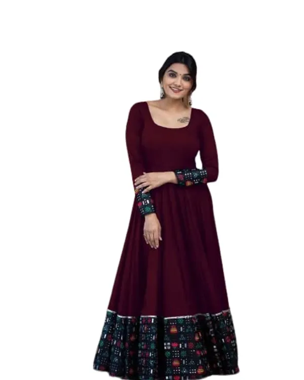 Maroon_Cotton_Gown_For_Women