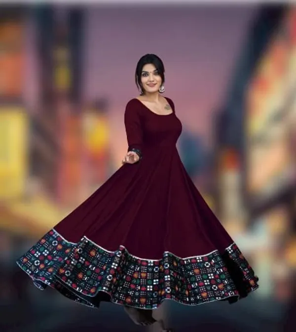 Maroon_Cotton_Gown_For_Women