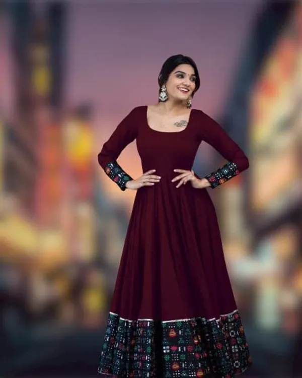 Maroon_Cotton_Gown_For_Women