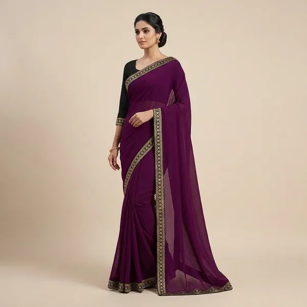 Magenta_Lycra_Blend_Saree_For_Women