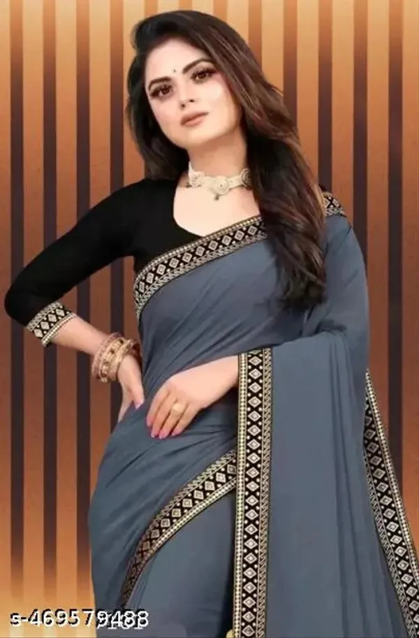 Grey_Lycra_Blend_Saree_For_Women