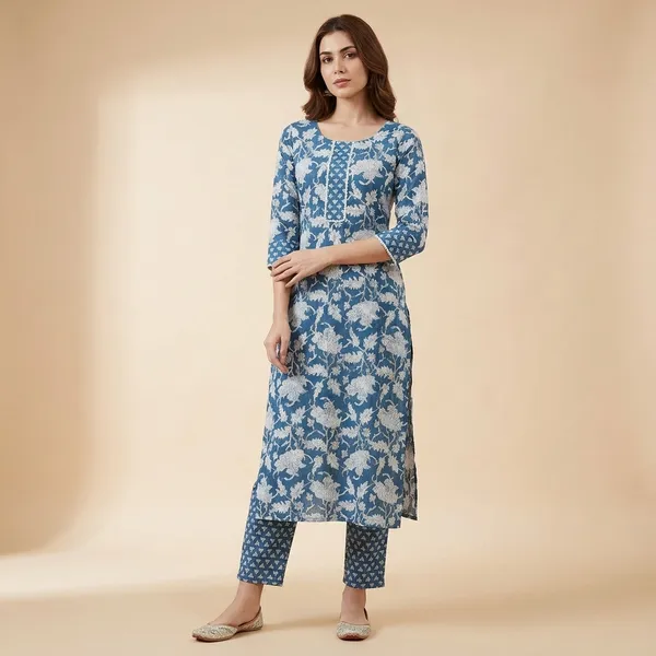 Multicolor_Cotton_Kurta_And_Pant_Set_For_Women