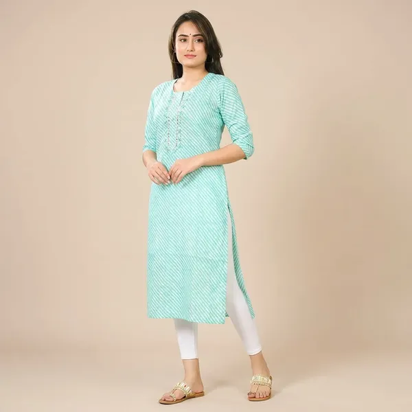 Turquoise_Blue_Cotton_Kurti_For_Women