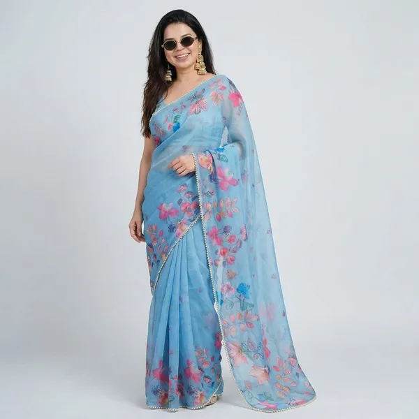 Sky_Blue_Floral_Embroidered_Saree_With_Pearl_Border_For_Women