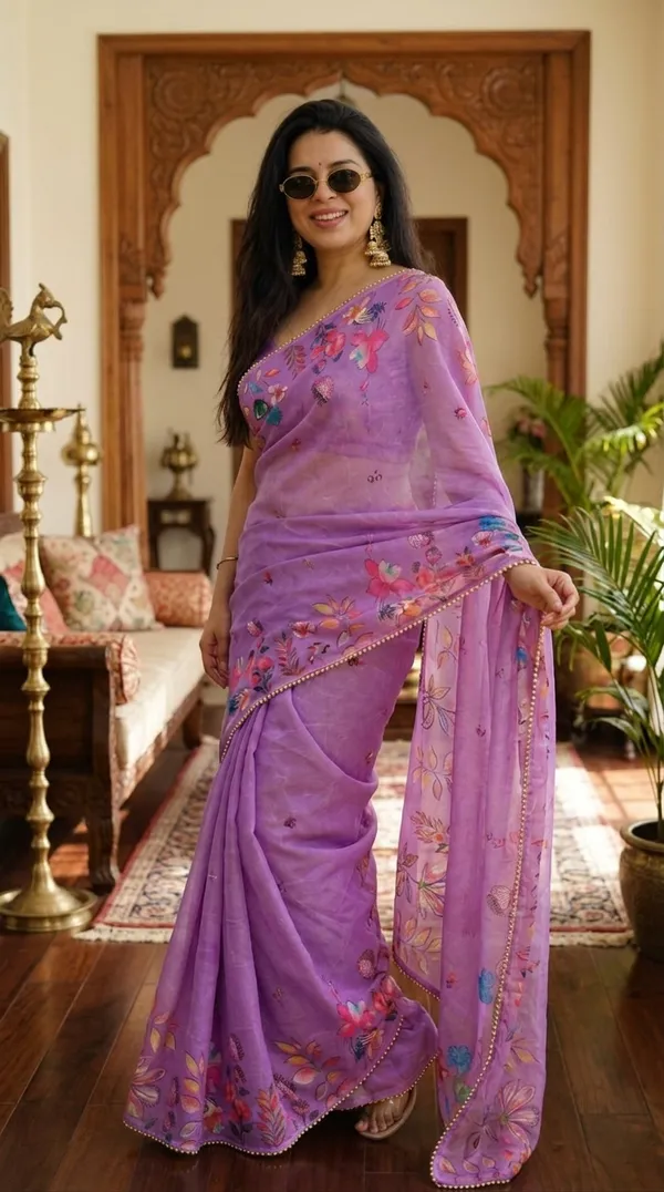 Purple_Floral_Embroidered_Saree_With_Blouse_For_Women