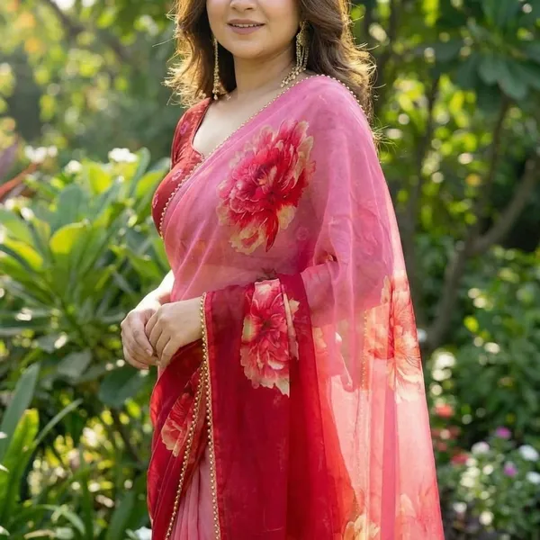 Pink_Ombre_Floral_Print_Saree_With_Embellished_Border_For_Women