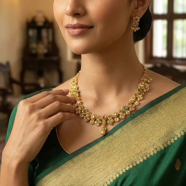 Copper_Base_With_Gold_Plated_Darbari_Thaat_Bridal_Set