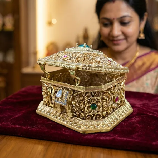 Copper_Base_With_Gold_Plated_Antique_Haldi_Kumkum_Karande