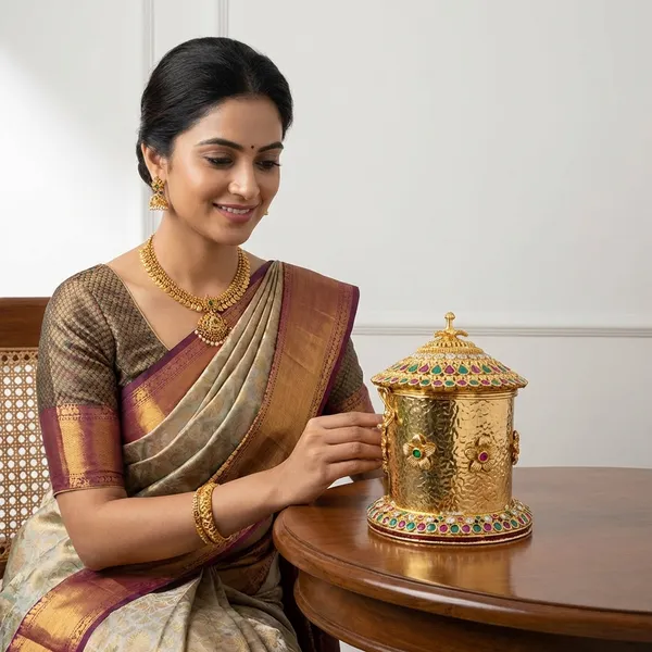 Copper_Base_With_Gold_Plated_Antique_Haldi_Kumkum_Karande