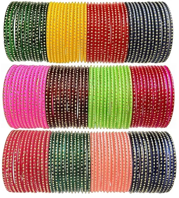 Multicolor_Traditional_Glass_Bangles_Chudi_Set_Of_12_Colours_144_Piece_Bangle_For_Womens_And_Girls