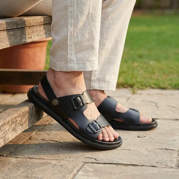 Black_Urban_Leather_Anti-Skid_Sandals_For_Men