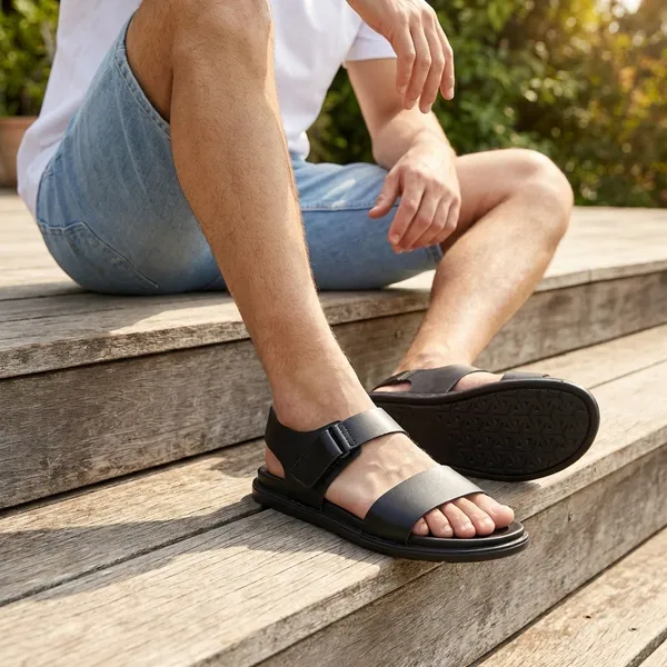 Black_Urban_Leather_Anti-Skid_Sandals_For_Men