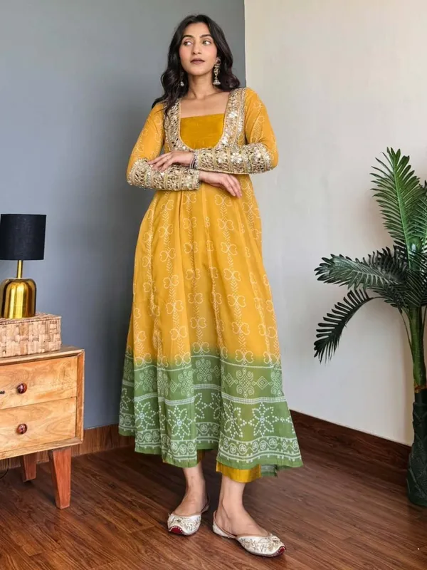 Premium_Crafted_Yellow_and_Green_Kurti_Set_For_Women