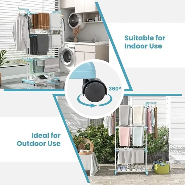 WOTRA_3_Tier_Stainless_Steel_Clothes_Drying_Stand_with_Wheels,_Foldable_Laundry_Drying_Rack_for_Home,_Balcony_&_Indoor_Outdoor_Use