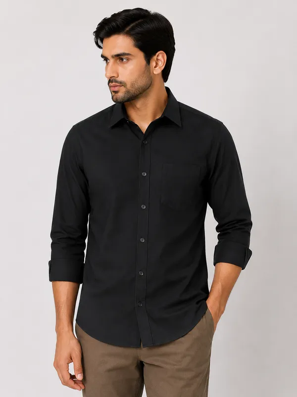 VRUGO_Men's_Classic_Black_Full_Sleeve_Formal_Shirt
