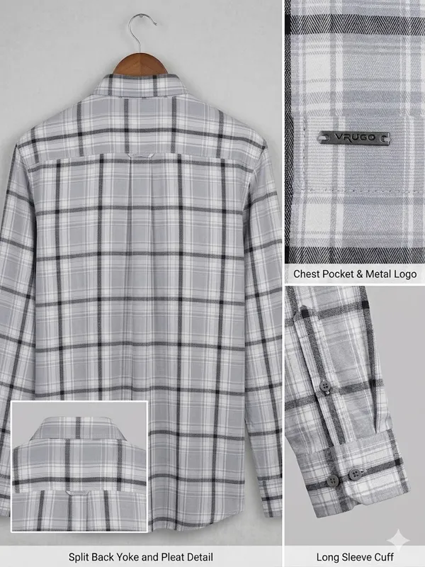 VRUGO_Men's_Light_Grey_Checked_Full_Sleeve_Shirt_|_Premium_Windowpane_Check_Casual_Shirt