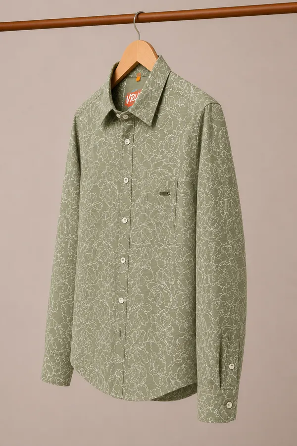 VRUGO_Men's_Sage_Green_Floral_Print_Full_Sleeve_Casual_Shirt