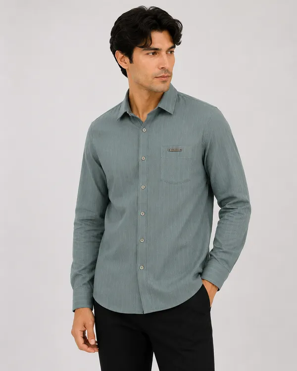 VRUGO_Men's_Dusty_Sage_Green_Textured_Full_Sleeve_Formal_Shirt_|_Premium_Regular_Fit_Shirt_with_Metal_Logo