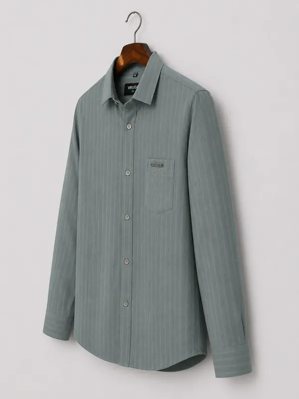 VRUGO_Men's_Dusty_Sage_Green_Textured_Full_Sleeve_Formal_Shirt_|_Premium_Regular_Fit_Shirt_with_Metal_Logo