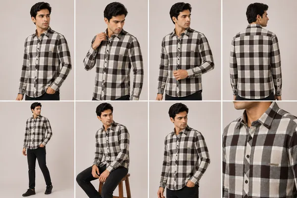 VRUGO_Men's_Brown_&_Beige_Checked_Full_Sleeve_Casual_Shirt