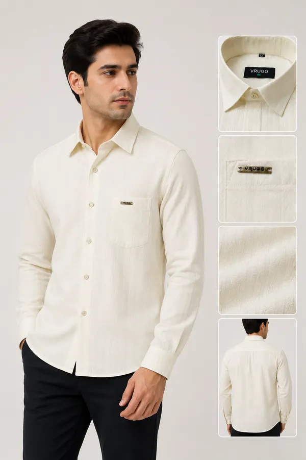 VRUGO_Men's_Cream_Textured_Full_Sleeve_Formal_Shirt_|_Premium_Regular_Fit_Shirt_with_Signature_Metal_Logo