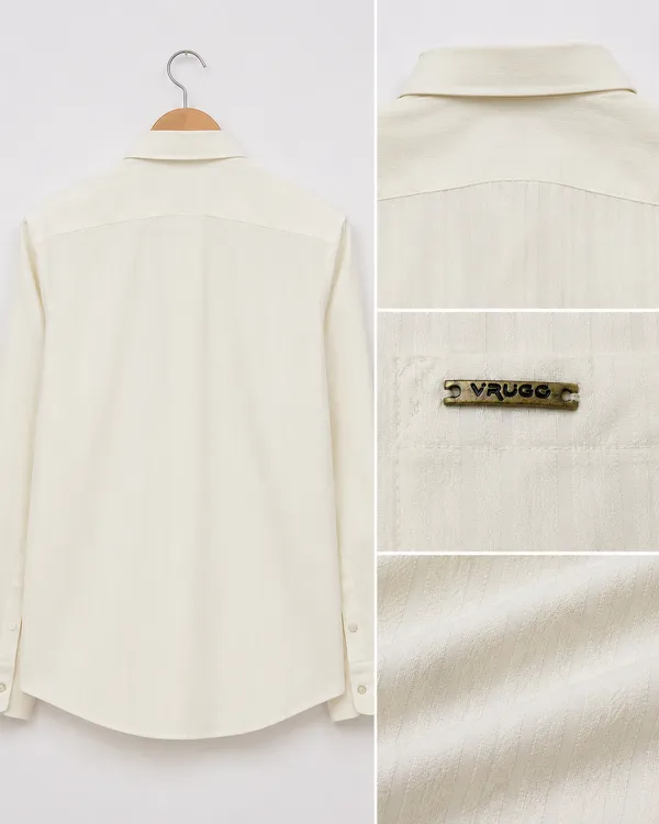 VRUGO_Men's_Cream_Textured_Full_Sleeve_Formal_Shirt_|_Premium_Regular_Fit_Shirt_with_Signature_Metal_Logo