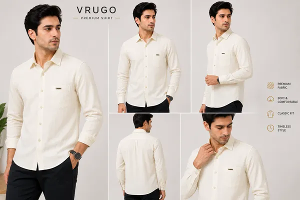 VRUGO_Men's_Cream_Textured_Full_Sleeve_Formal_Shirt_|_Premium_Regular_Fit_Shirt_with_Signature_Metal_Logo