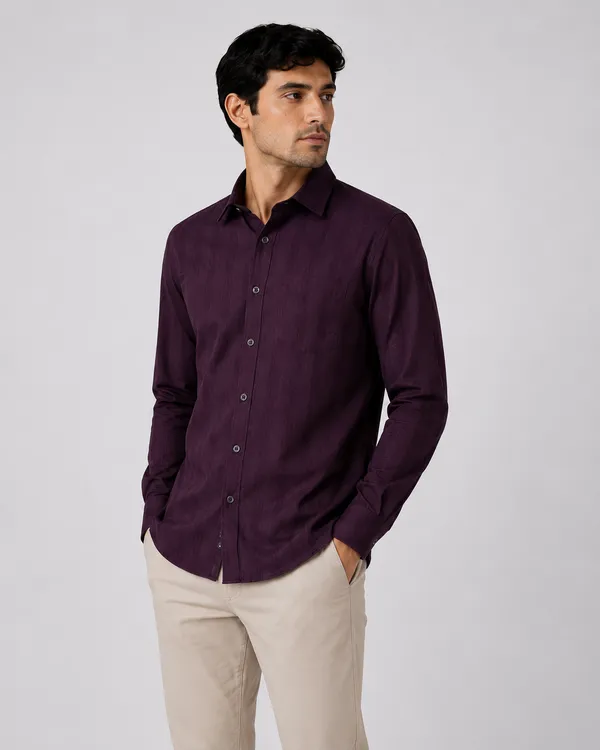 VRUGO_Men's_Wine_Purple_Textured_Full_Sleeve_Shirt_|_Premium_Regular_Fit_Formal_&_Party_Wear_Shirt