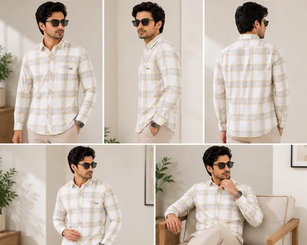 VRUGO_Men's_White_&_Mustard_Checked_Full_Sleeve_Casual_Shirt