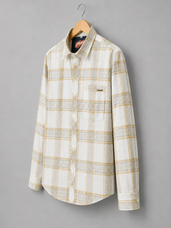 VRUGO_Men's_White_&_Mustard_Checked_Full_Sleeve_Casual_Shirt