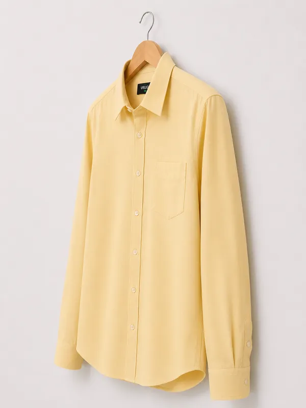 VRUGO_Men's_Pastel_Yellow_Full_Sleeve_Formal_Shirt_|_Premium_Solid_Regular_Fit_Shirt