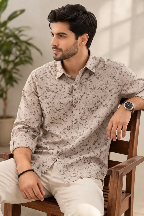 Floral_Print_Long_Sleeve_Cotton_Shirt_For_Men