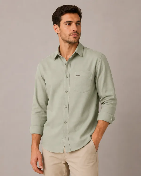 VRUGO_Men's_Sage_Green_Textured_Full_Sleeve_Shirt_|_Premium_Regular_Fit_Casual_&_Formal_Wear