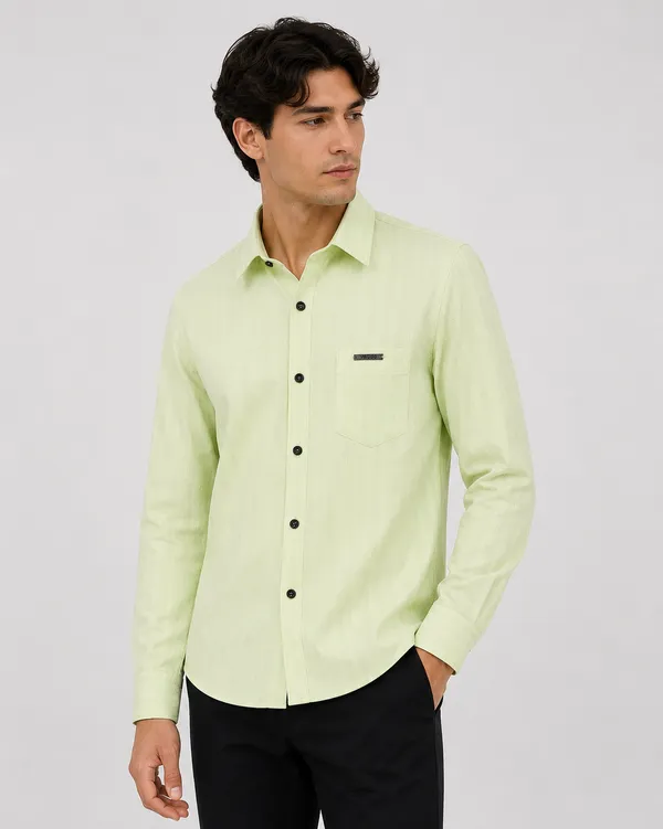 VRUGO_Men's_Light_Lime_Green_Textured_Full_Sleeve_Formal_Shirt_|_Premium_Regular_Fit_Shirt_with_Metal_Logo