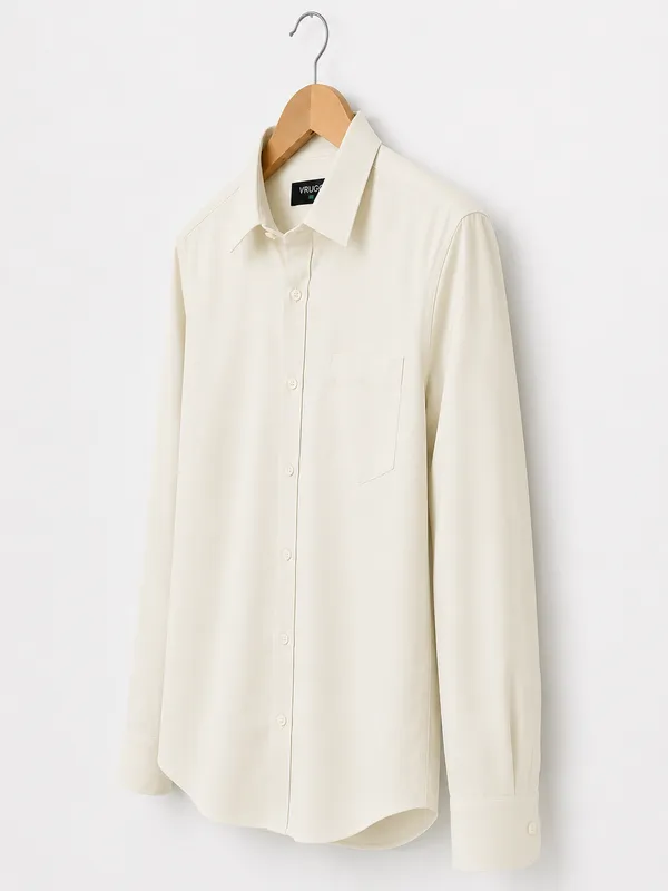 VRUGO_Men's_Cream_Full_Sleeve_Formal_Shirt