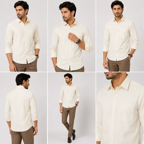 VRUGO_Men's_Cream_Full_Sleeve_Formal_Shirt
