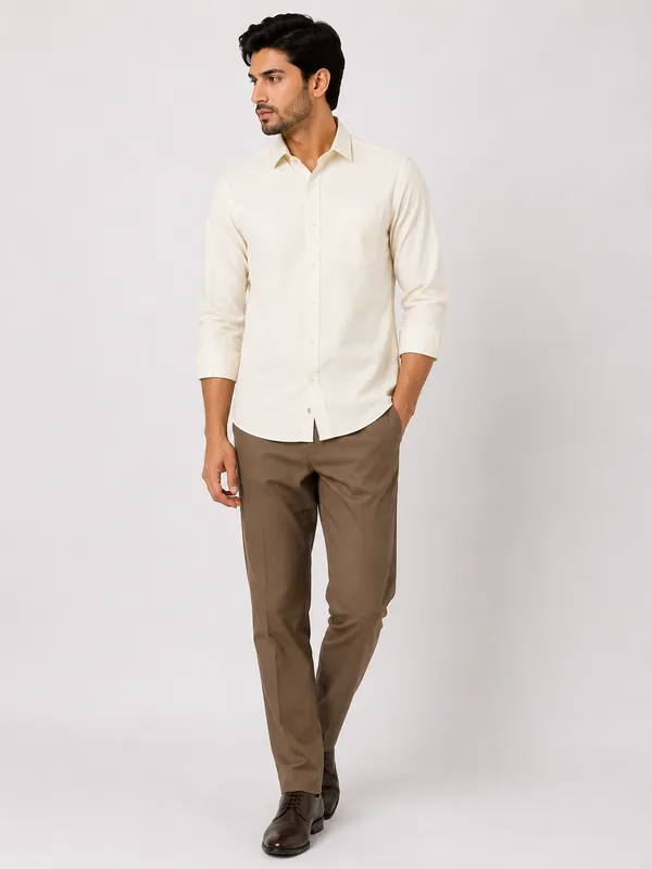 VRUGO_Men's_Cream_Full_Sleeve_Formal_Shirt