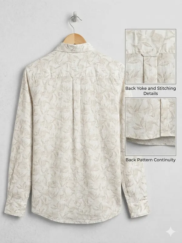 VRUGO_Men's_Cream_Leaf_Print_Full_Sleeve_Shirt_|_Premium_Nature-Inspired_Casual_Shirt