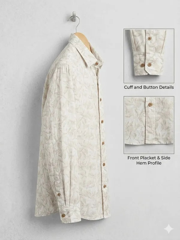 VRUGO_Men's_Cream_Leaf_Print_Full_Sleeve_Shirt_|_Premium_Nature-Inspired_Casual_Shirt