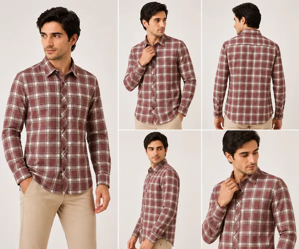 VRUGO_Men's_Rust_Brown_Checked_Full_Sleeve_Casual_Shirt