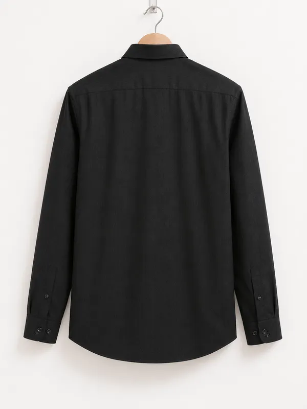 VRUGO_Men's_Black_Textured_Full_Sleeve_Shirt_|_Premium_Solid_Casual_&_Formal_Shirt