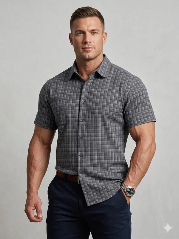 Premium_Cotton_Indigo_Dark_Grey_Half_Sleeve_Shirt_�_Lightweight_&_Stylish