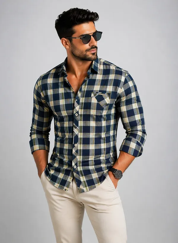 Premium_Cotton_Beige_Check_Pattern_Shirt_�_Comfortable_&_Breathable