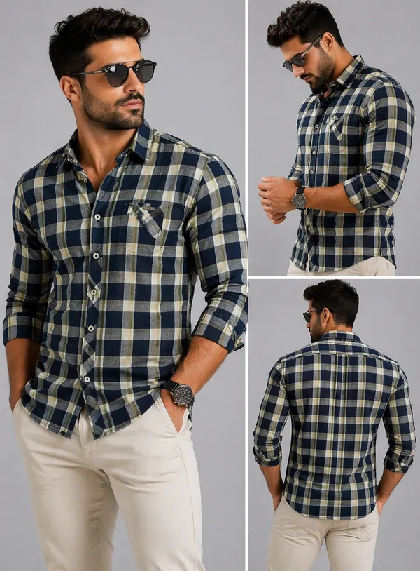 Premium_Cotton_Beige_Check_Pattern_Shirt_�_Comfortable_&_Breathable